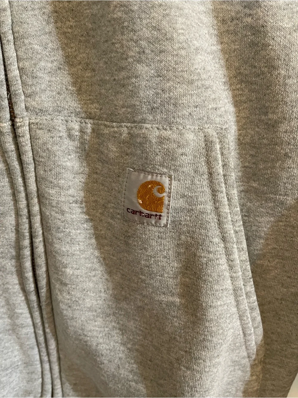 Carhartt Light Gray Vintage Zip Hoodie with Orchard Logo Medium